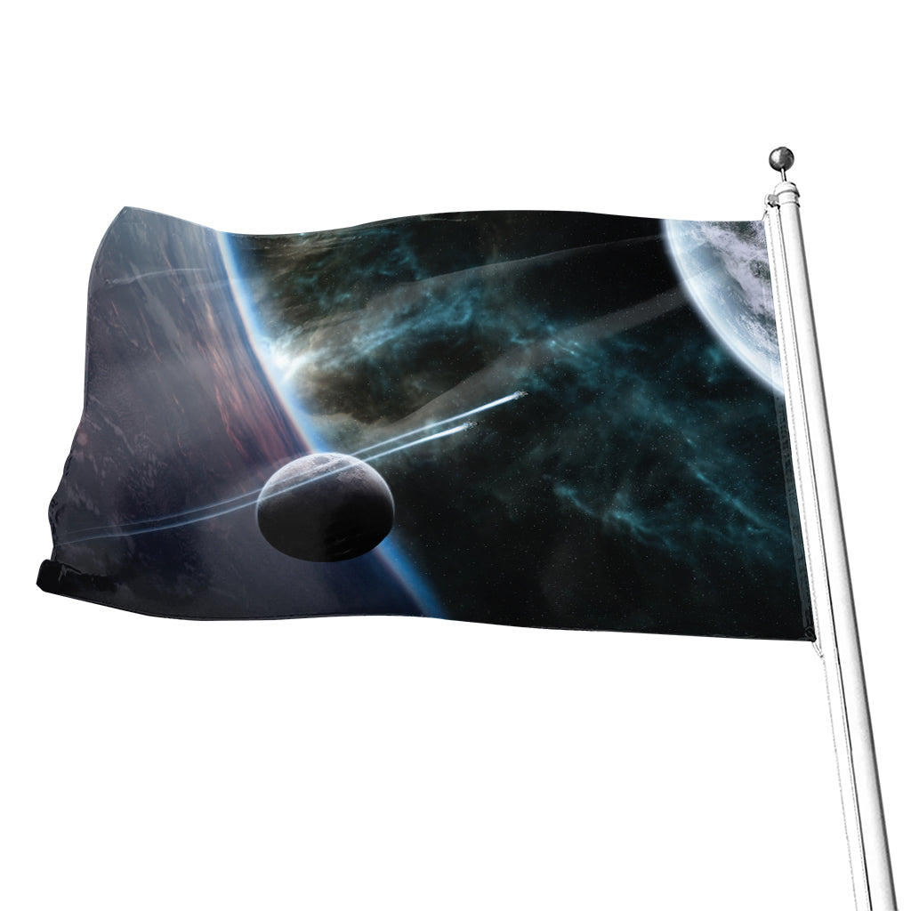 Planet And Space Print Flag