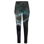 Planet And Space Print High-Waisted Pocket Leggings