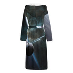 Planet And Space Print Hooded Bathrobe