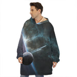 Planet And Space Print Hoodie Blanket