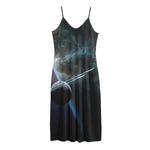 Planet And Space Print Jersey Midi Cami Dress