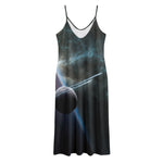 Planet And Space Print Jersey Midi Cami Dress