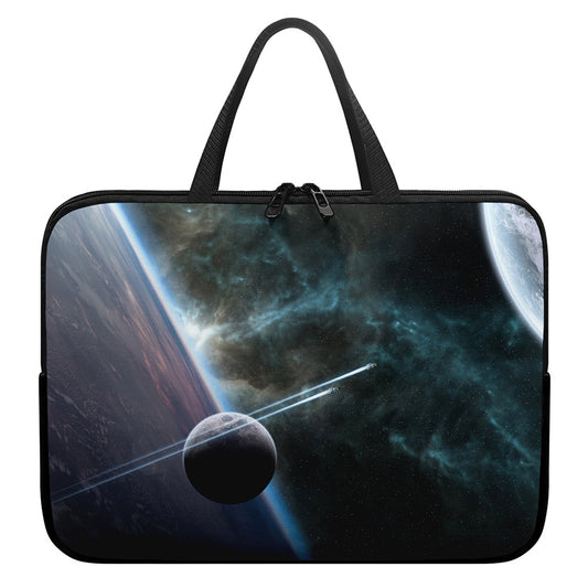 Planet And Space Print Laptop Sleeve With Handle