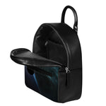 Planet And Space Print Leather Backpack