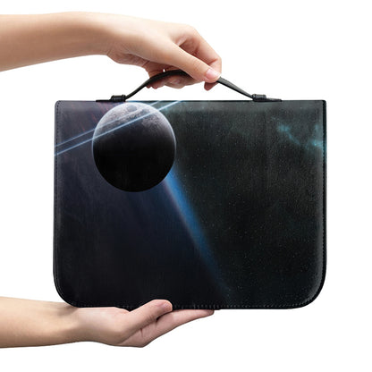 Planet And Space Print Leather Bible Cover