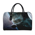 Planet And Space Print Leather Duffel Bag