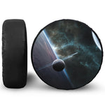 Planet And Space Print Leather Spare Tire Cover