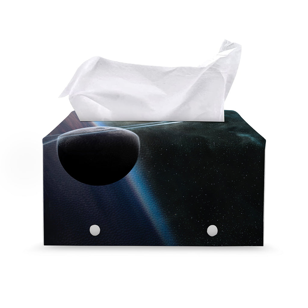 Planet And Space Print Leather Tissue Box Cover