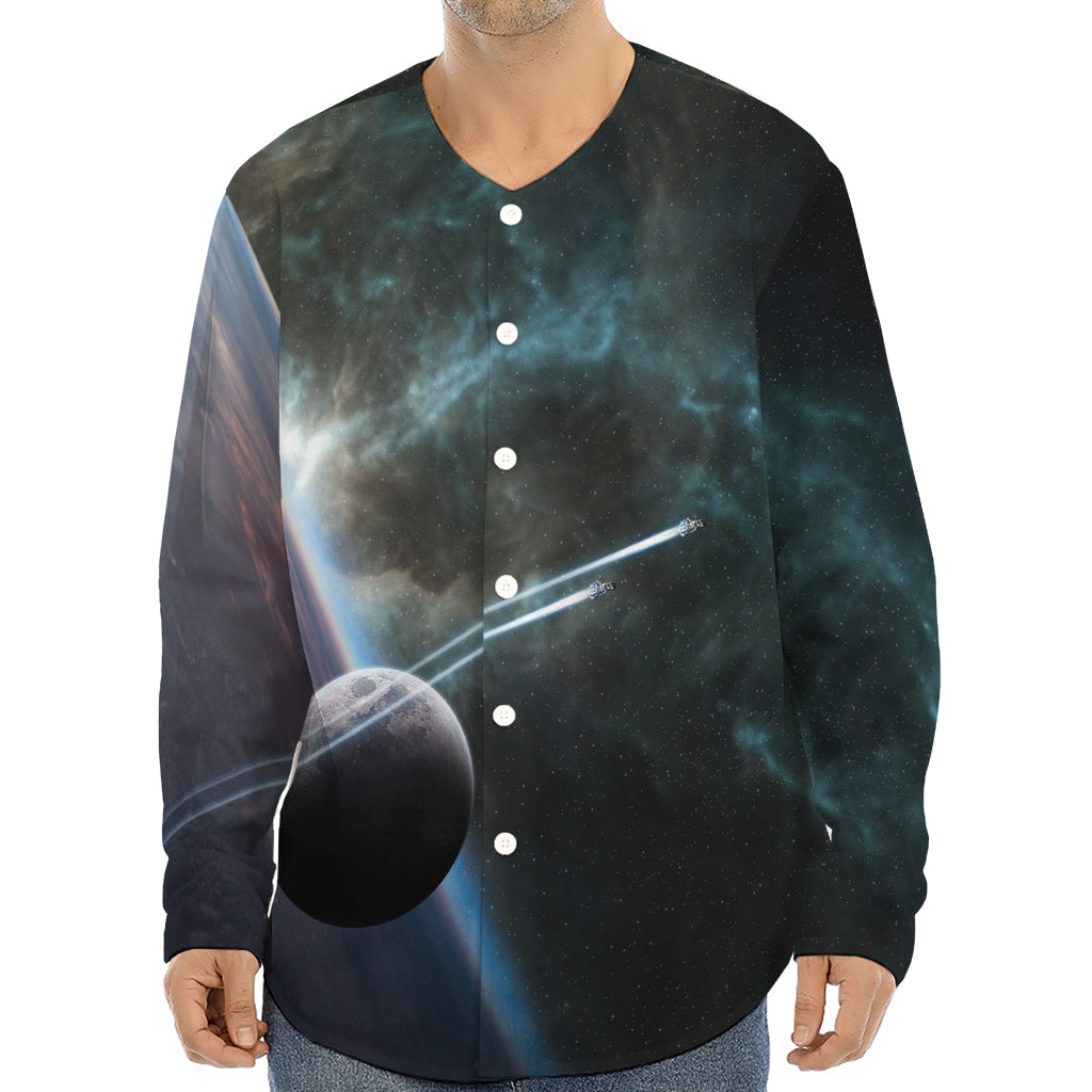 Planet And Space Print Long Sleeve Baseball Jersey