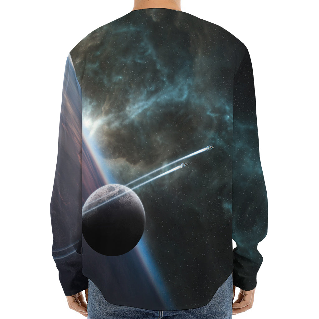 Planet And Space Print Long Sleeve Baseball Jersey