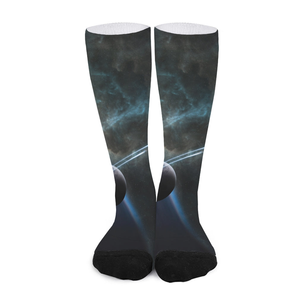 Planet And Space Print Long Socks