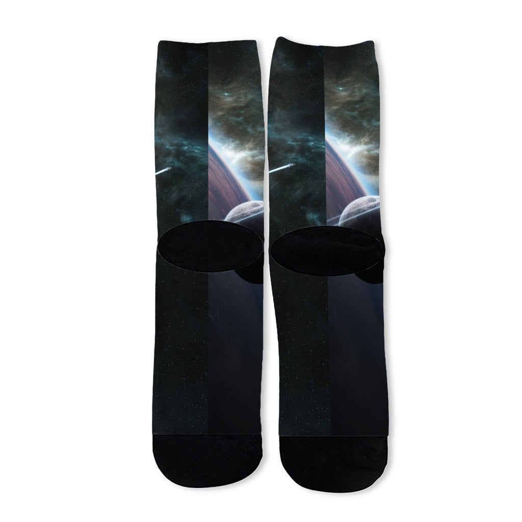Planet And Space Print Long Socks