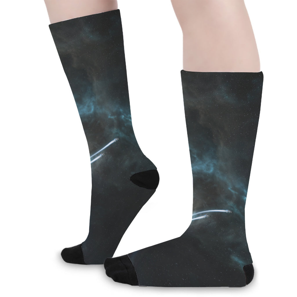 Planet And Space Print Long Socks