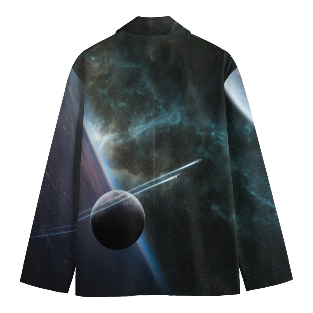 Planet And Space Print Men's Blazer
