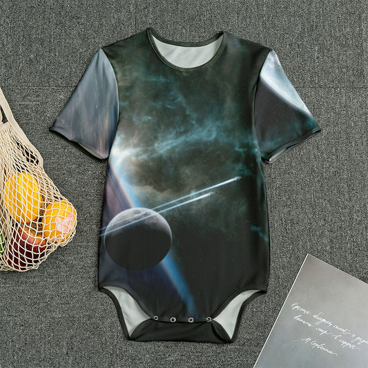 Planet And Space Print Men's Bodysuit