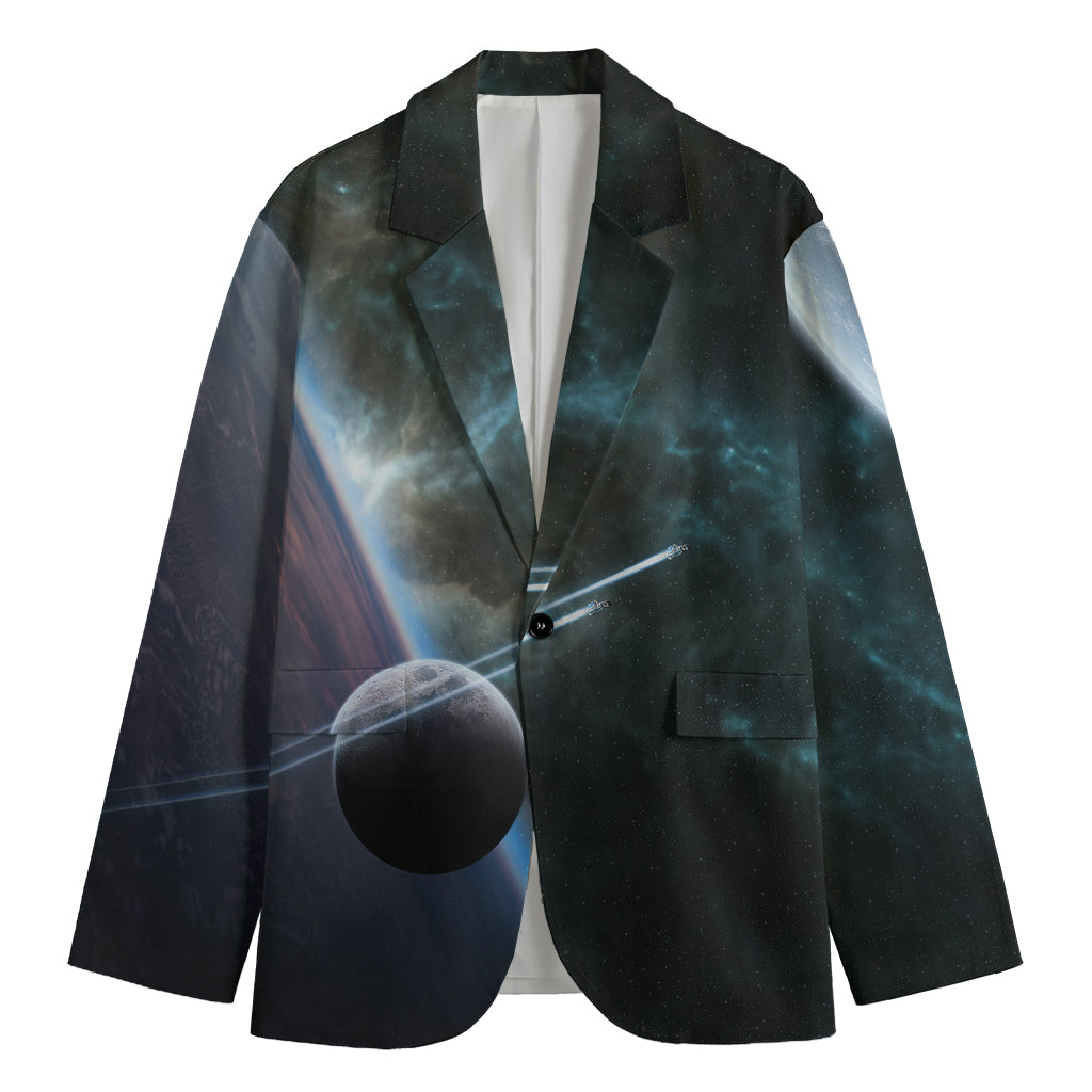 Planet And Space Print Men's Cotton Blazer