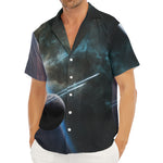 Planet And Space Print Men's Deep V-Neck Shirt
