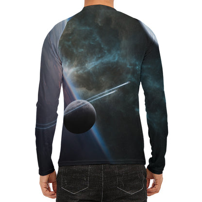 Planet And Space Print Men's Long Sleeve Rash Guard