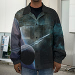 Planet And Space Print Men's Shirt Jacket