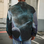 Planet And Space Print Men's Shirt Jacket