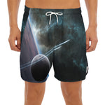 Planet And Space Print Men's Split Running Shorts