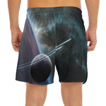 Planet And Space Print Men's Split Running Shorts