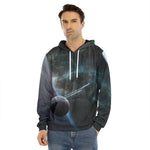 Planet And Space Print Men's Velvet Pullover Hoodie