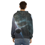 Planet And Space Print Men's Velvet Pullover Hoodie