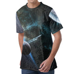 Planet And Space Print Men's Velvet T-Shirt