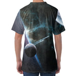 Planet And Space Print Men's Velvet T-Shirt