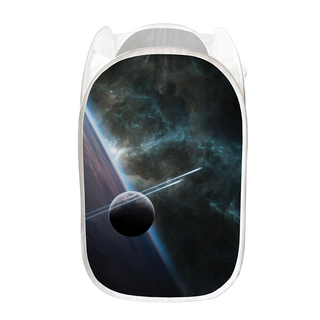Planet And Space Print Mesh Laundry Hamper