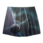 Planet And Space Print Mesh Shorts