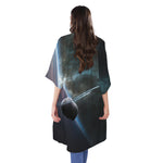 Planet And Space Print Open Front Beach Cover Up