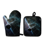 Planet And Space Print Oven Mitt And Pot Holder Set