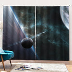 Planet And Space Print Pencil Pleat Curtains