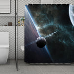 Planet And Space Print Polyester Shower Curtain