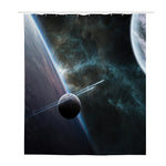 Planet And Space Print Polyester Shower Curtain