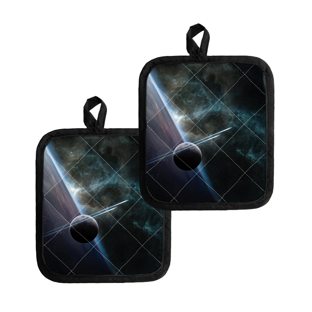 Planet And Space Print Pot Holders