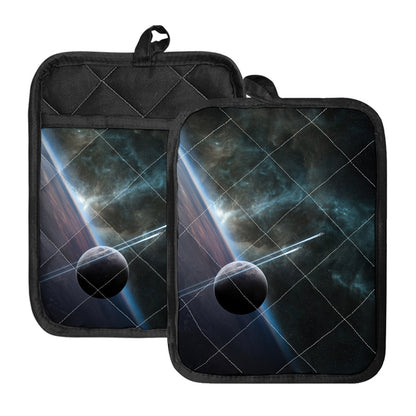 Planet And Space Print Pot Holders With Pocket