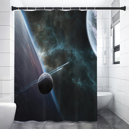 Planet And Space Print Premium Shower Curtain