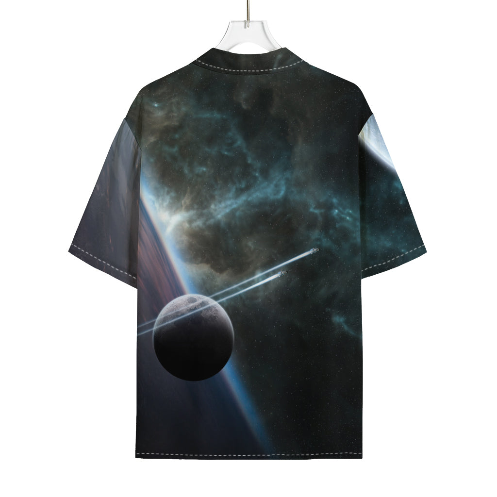 Planet And Space Print Rayon Hawaiian Shirt