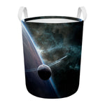 Planet And Space Print Round Laundry Basket