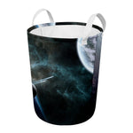 Planet And Space Print Round Laundry Basket
