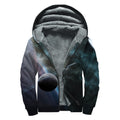 Planet And Space Print Sherpa Lined Zip Up Hoodie