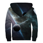 Planet And Space Print Sherpa Lined Zip Up Hoodie
