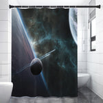 Planet And Space Print Shower Curtain