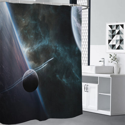 Planet And Space Print Shower Curtain