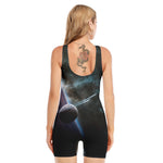 Planet And Space Print Sleeveless One Piece Swimsuit