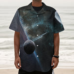 Planet And Space Print Textured Short Sleeve Shirt