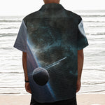 Planet And Space Print Textured Short Sleeve Shirt